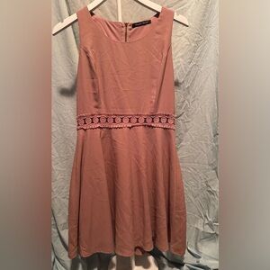 Sweet Rain Dusty Rose Lace-Trim Midi Dress